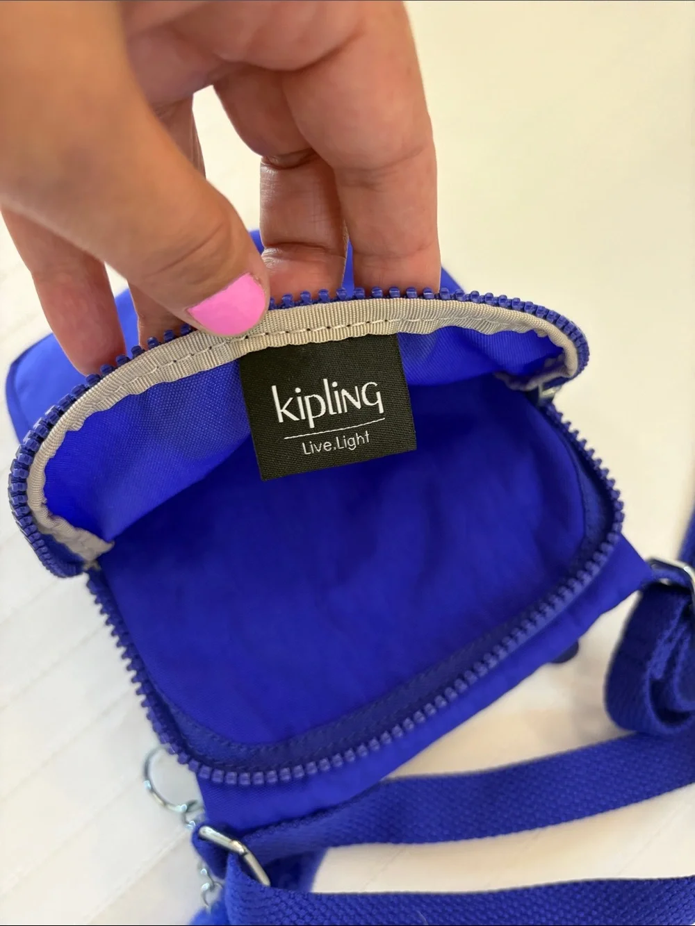 Kipling Royal Blue Small Crossbody Bag with Monkey Charm